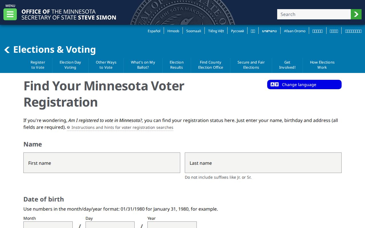 Anoka County resident lookup reference for the MNVotes status service